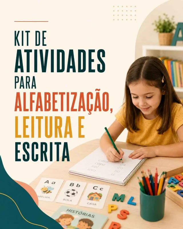 Capa do kit Alfabetização, leitura e escrita